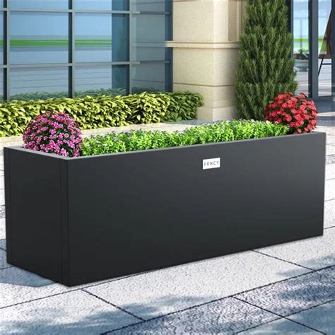 black metal plant box|black metal planters outdoor.